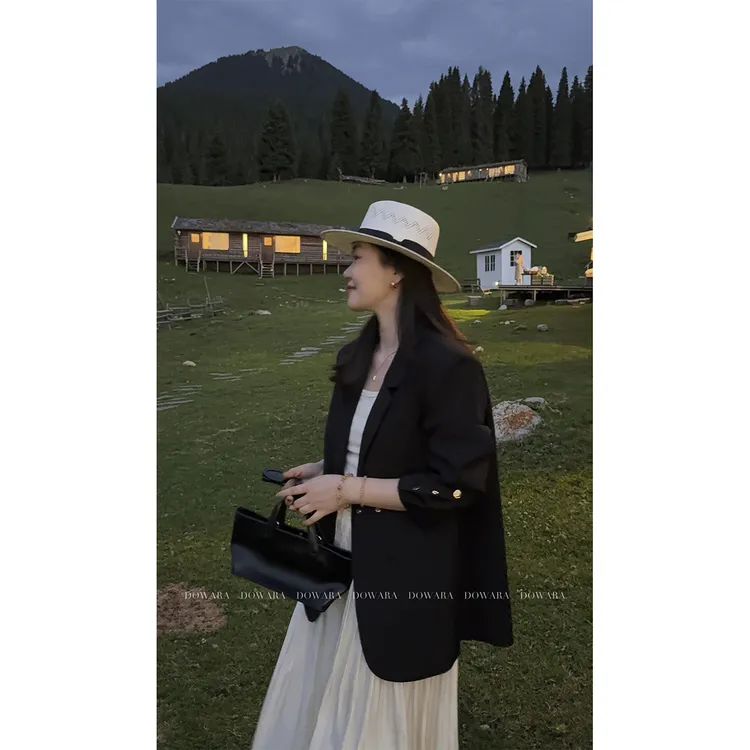 大婉酱微胖定制【气场控】复古英伦风极简西装时尚设计感外套8938D