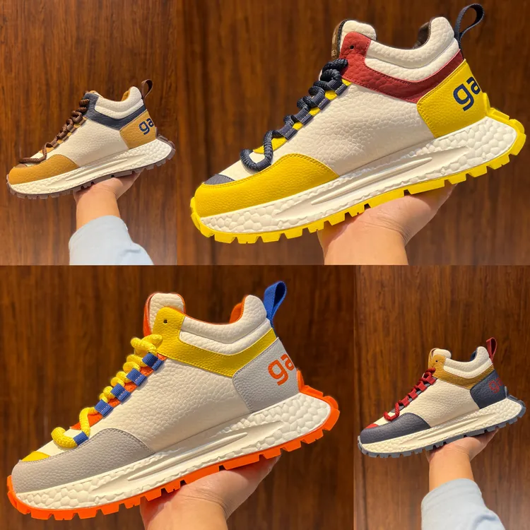 轻奢男士潮流休闲鞋时尚运动百搭软底软面舒适圆头系带高帮鞋秋冬