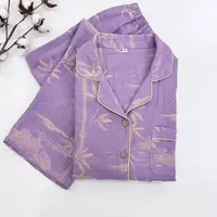 【品牌同款】精梳长绒棉~富贵竹全棉双层纱睡衣家居服套装
