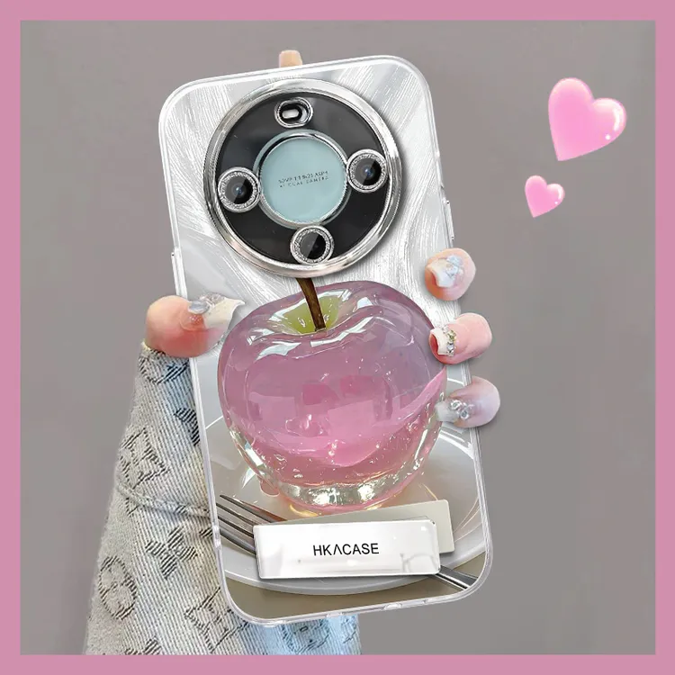适用于畅享70x精孔羽纱晶莹粉苹果网红个性创意支架全包手机壳女
