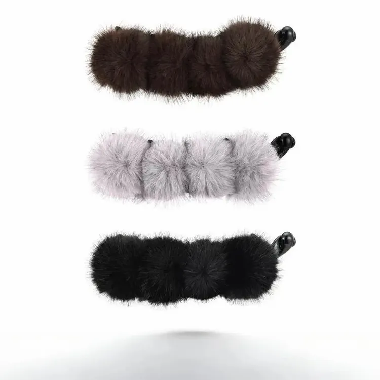 秋冬新款毛球香蕉夹发饰时尚高马尾简约气质发夹头饰发饰