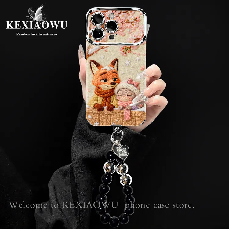 银框大视窗粉樱暖冬适用苹果16PROMAX华为VIVO小米OPPO手链手机壳