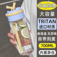 tritan水杯2025新款女夏天大容量塑料学生杯子便携耐高温吸管杯羽