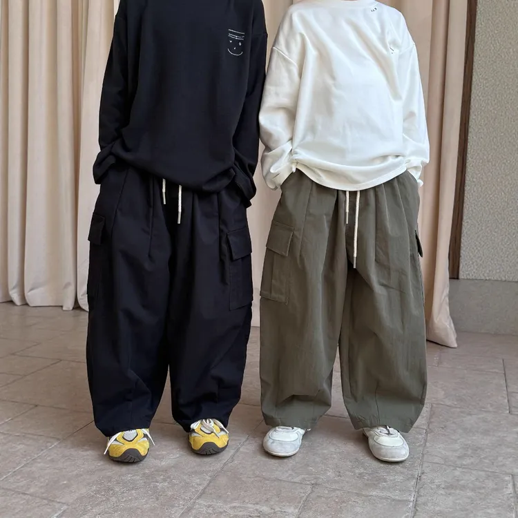 秋季新款时尚男童休闲宽松侧口袋洋气潮阔腿工装裤