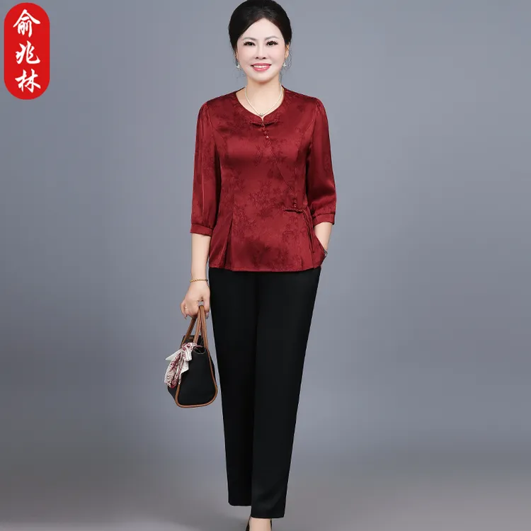 俞兆林喜婆婆婚宴装礼服秋季洋气中老年人妈妈夏装雪纺减龄两件套