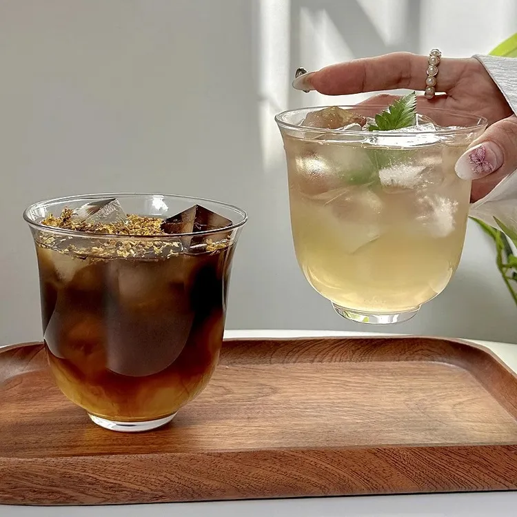 ins复古风冰咖啡杯拿铁杯功夫茶系列国风鸡尾酒冰球杯古典玻璃杯