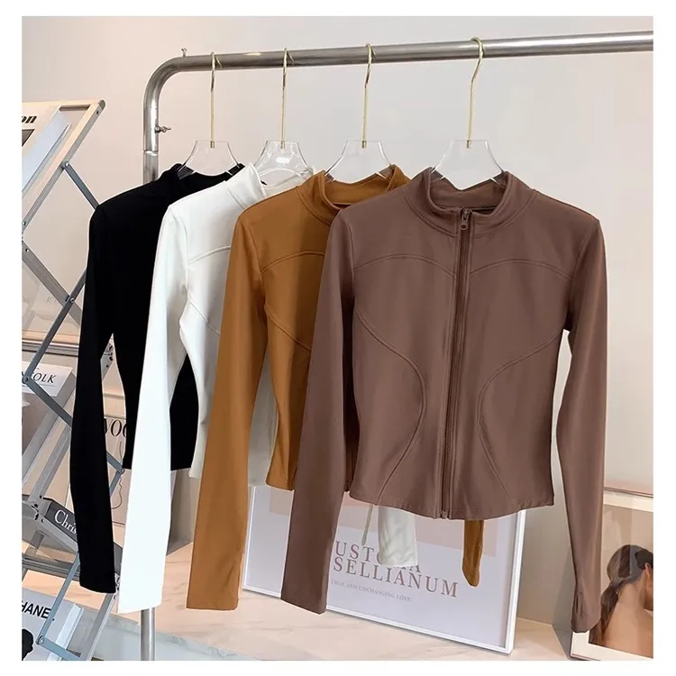 巨显瘦修身健身服普拉提瑜伽服户外运动跑步保暖外套女紧身训练衣
