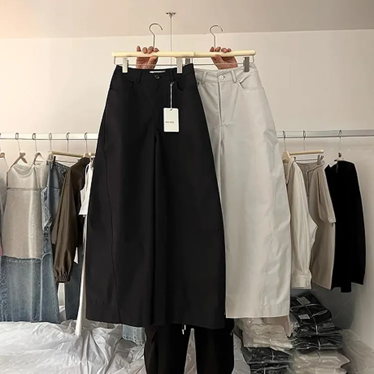2025夏季韩式新款简约风立体拆件廓形休闲裤女高腰显瘦百搭阔腿裤