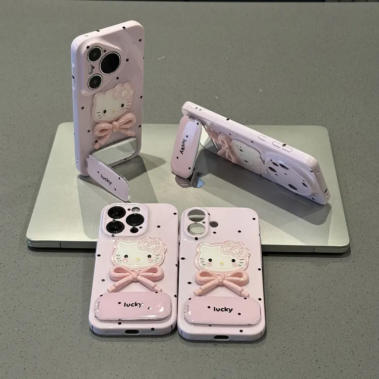 欧克里里波点蝴蝶结kt支架适用苹果16/17手机壳华为vivo小米oppo