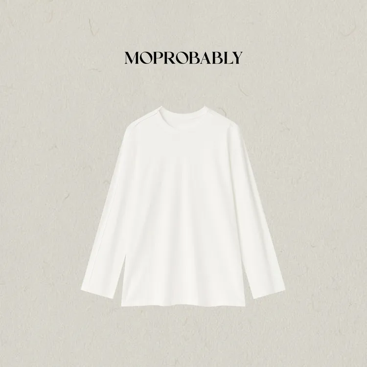 Moprobably李予诺「艺境」"100%棉"极简风净版打底长袖T恤L5347034