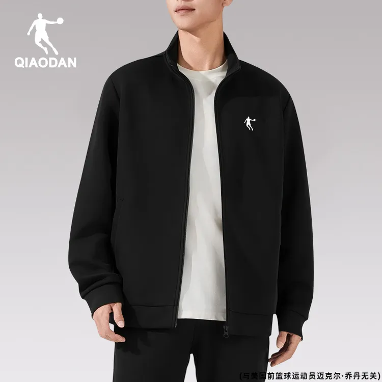 乔丹外套男士针织加绒立领秋冬季新款开衫运动服长袖休闲夹克上衣