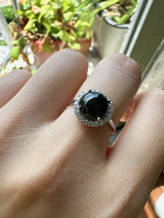 天然缅甸翡翠墨翠蛋面戒指925银镶