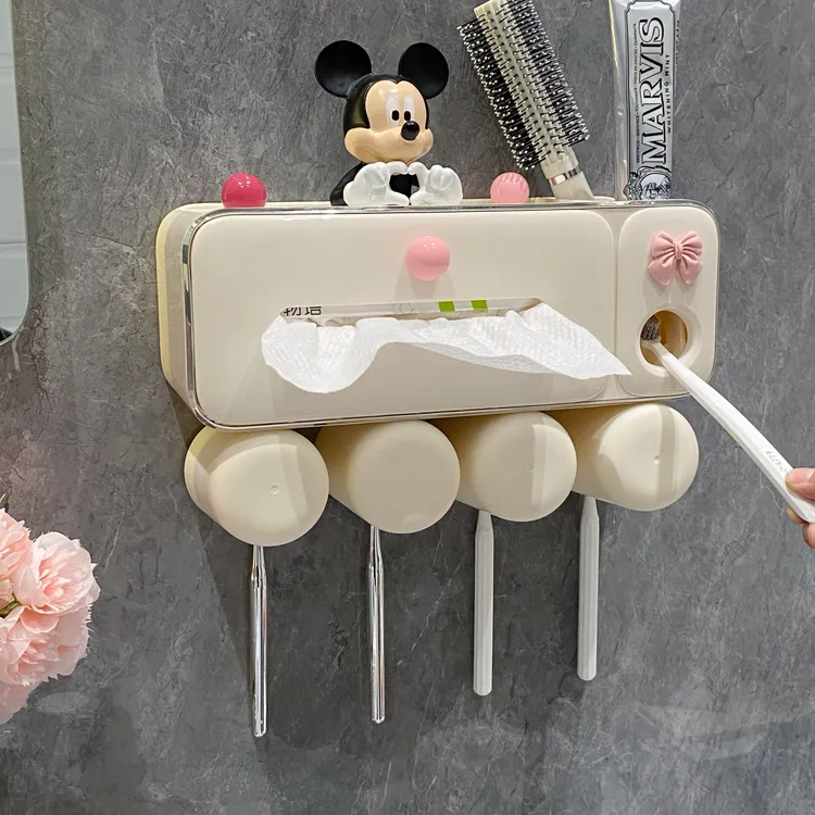 牙刷置物架洗脸巾一体可清洗杯子漱口杯刷牙杯壁挂式免打孔牙刷架