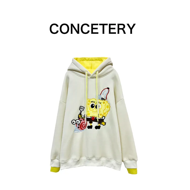 海绵宝宝ins韩版印花潮流宽松加厚保暖连帽套头卫衣2025秋冬