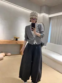 【骆小姐私服】毛呢阔腿裤2025秋冬新垂感慵懒松弛木耳荷叶边花苞裤