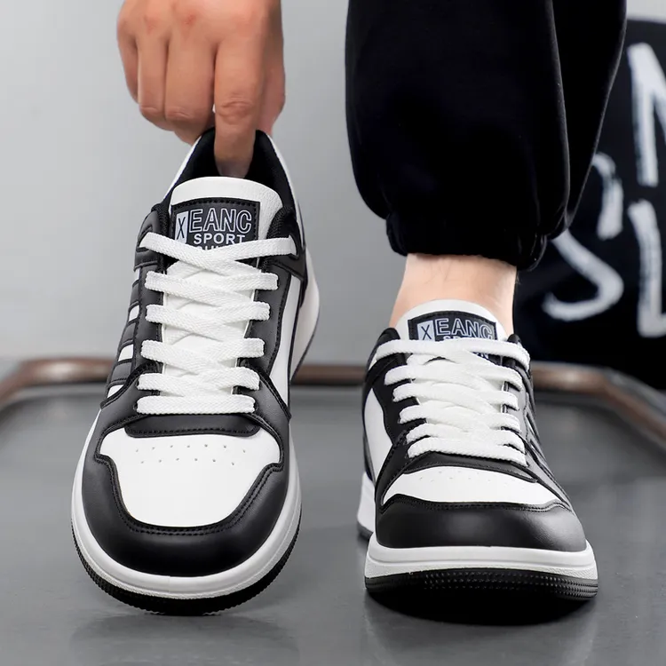 品牌断码秋季男鞋皮面耐磨休闲男士网面阿甘鞋时尚百搭潮高帮板鞋