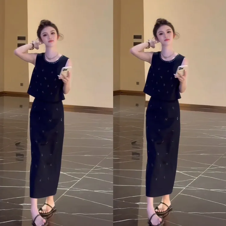 (夏夜星辉)淑女轻熟风洋气显瘦女神范包臀通勤套装