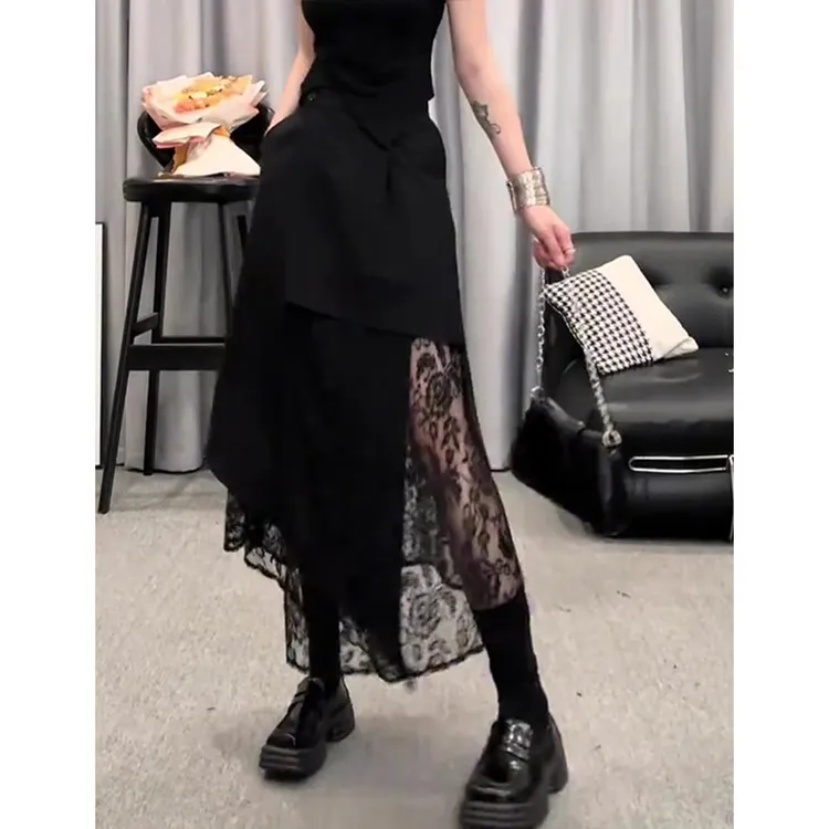 2025夏季新款时尚不规则中长款裙子时髦半身裙小众通勤D1179