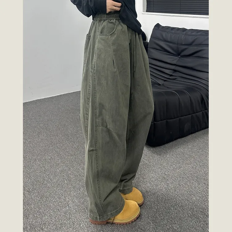 No talking加厚纯棉工装裤水洗复古宽松直筒裤子潮流男生休闲长裤