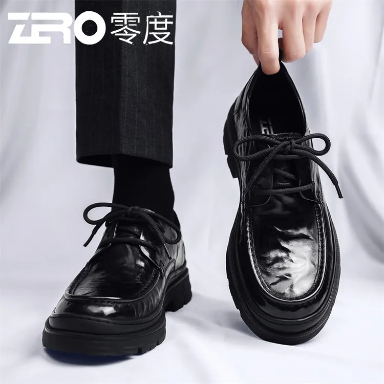 零度2025新款皮鞋男真皮商务正装男鞋英伦休闲高透气软底男士皮鞋