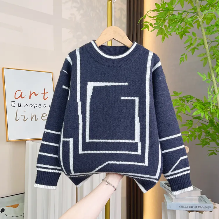 2025新款秋冬款男童毛衣加厚保暖毛线衣中大童洋气儿童针织衫冬装