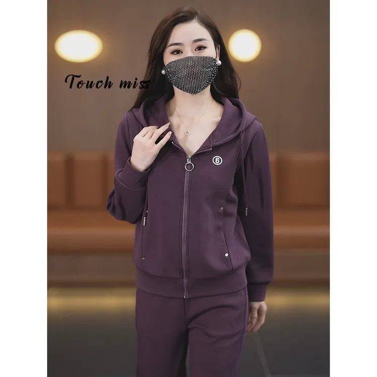 TOUCHMISS时尚运动套装女2025春季新款宽松显瘦有型休闲服两件套