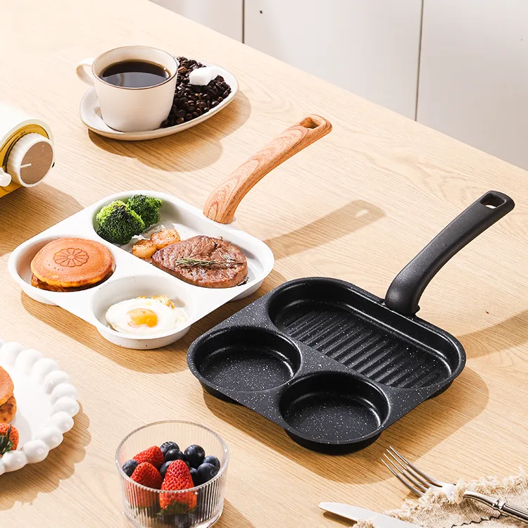 新款多格煎蛋锅牛排煎锅平底不粘锅三合一精铁煎蛋神器家用平底锅