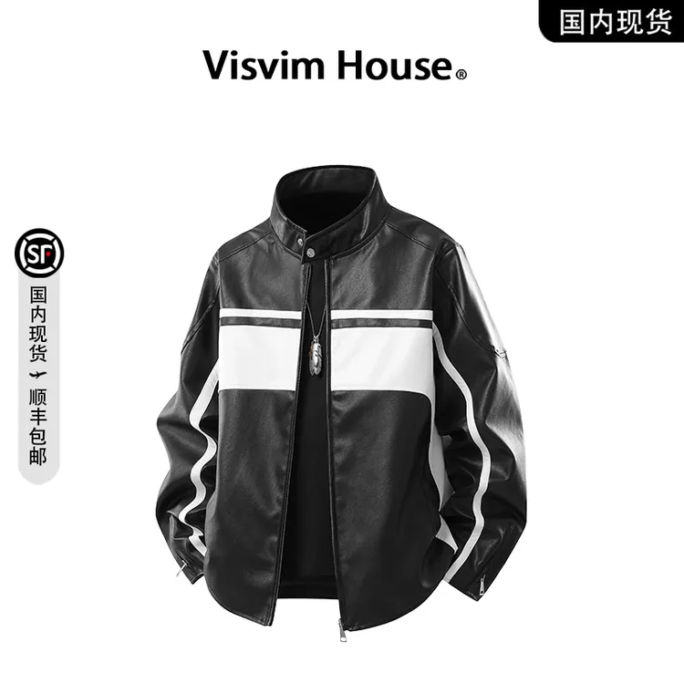 【品牌现货撤柜】VISVIM WINGS秋季新款痞帅PU皮衣机车夹克外套男士