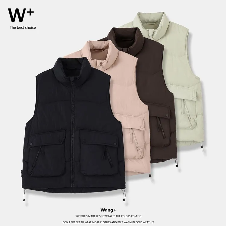 【Wang+】2025新款冬季立领休闲羽绒马甲男士户外美式工装外套7828