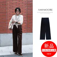 AMYMOORE艾莫尔2025年秋季女装长裤中高腰灯芯绒显瘦休闲182126