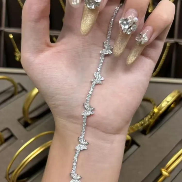足银手链 【铭兴珠宝】设计师高定款-满天星蝴蝶手链-S00006