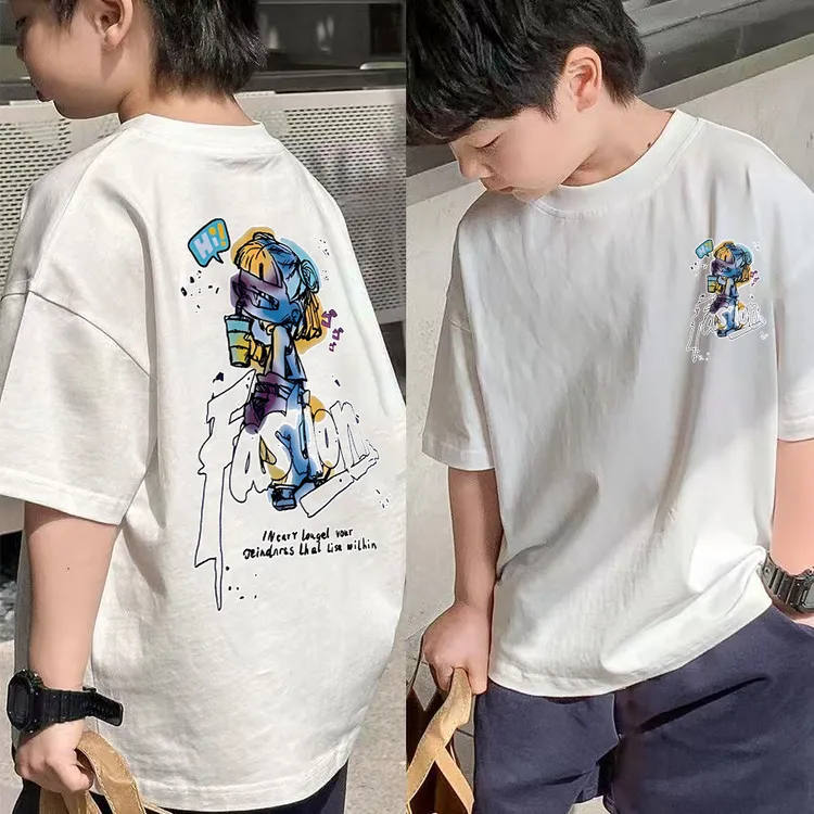 【耀选专属】喷染哪吒酷亲子系列~夏季儿童时尚韩宽松潮流印花体恤