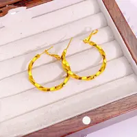 铜合金耳饰 【时尚麻花扭纹耳圈】简约单圈