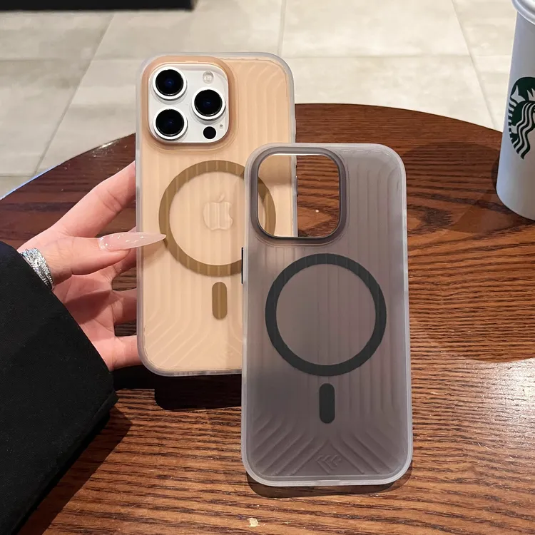 适用苹果16手机壳新款瓦楞磁吸手机壳iphone15promax磨砂全包防摔