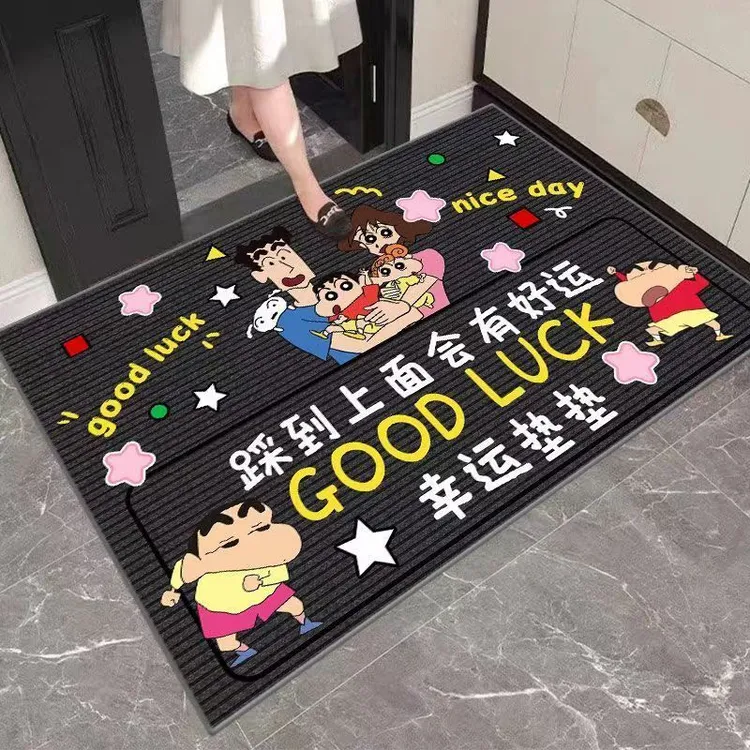 蜡笔小新卡通水晶绒玄关入户门垫除尘耐脏耐磨吸水可水洗脚垫地垫