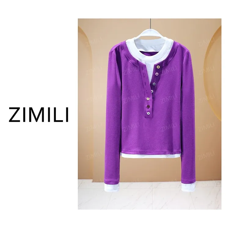 【亮哥欧货女装】冬季磨毛加厚《豆蔻》高弹显瘦打底上衣26272-D4