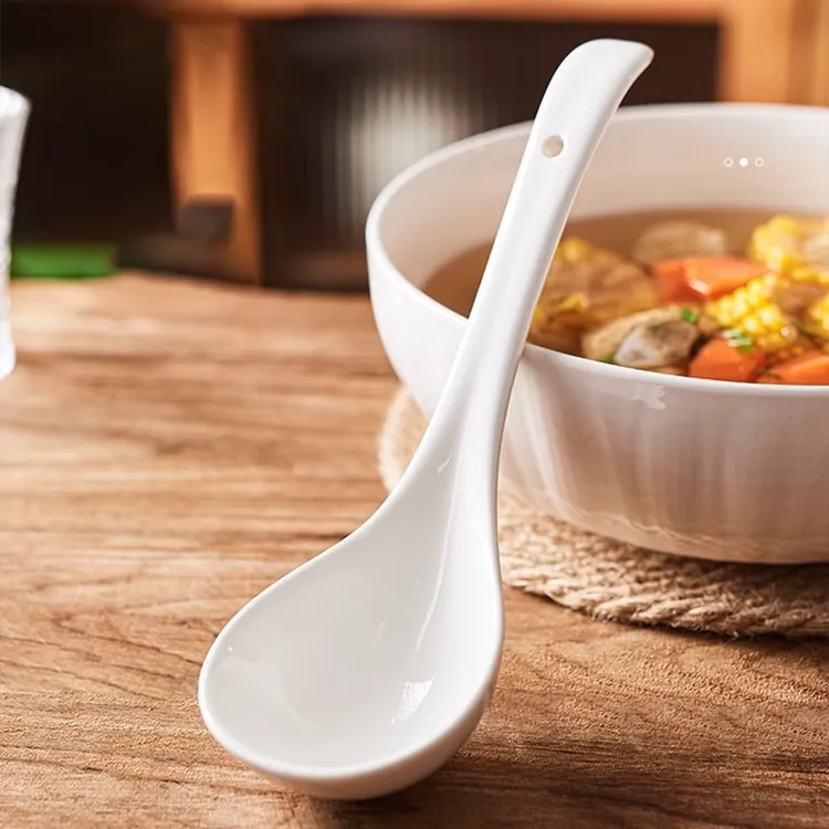 【店铺福利】家庭专用汤勺陶瓷长柄深口瓷勺高档喝汤匙陶瓷火锅汤勺
