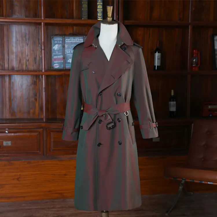 嘎巴甸棉风衣外套男士春秋冬防风休闲宽松中长款插肩袖男装大衣潮