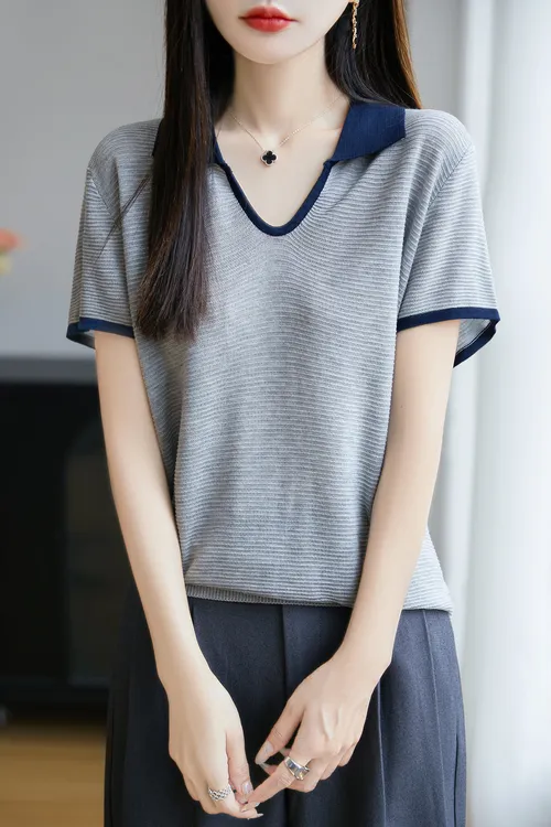 【618福利】翻领女薄款夏季透气百搭毛针织衫