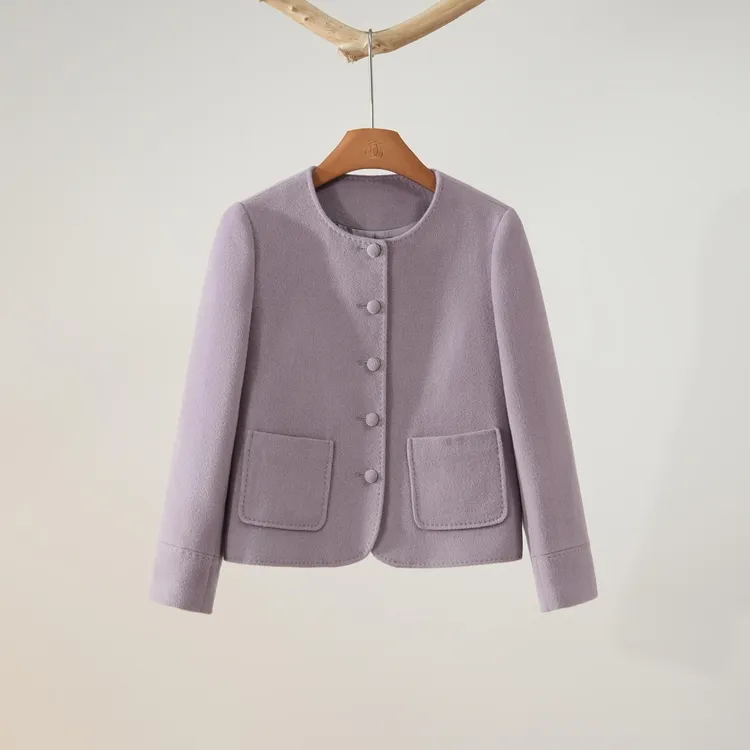 西子/【云栖】羊毛呢高定立裁手工拱针极简百搭大衣/WTTJ0787