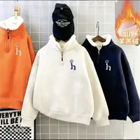 秋冬新款半拉链套头儿童加绒卫衣冬季中大童男孩保暖打底衫