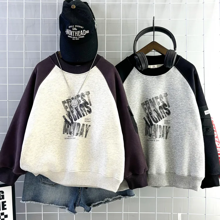 伽伽猫童装男童2025新款6-12岁男童加绒卫衣冬季加绒加厚卫衣痞帅炸街