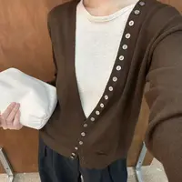 假两件款针织秋季拼色女毛针织衫上衣拼接衫毛衣