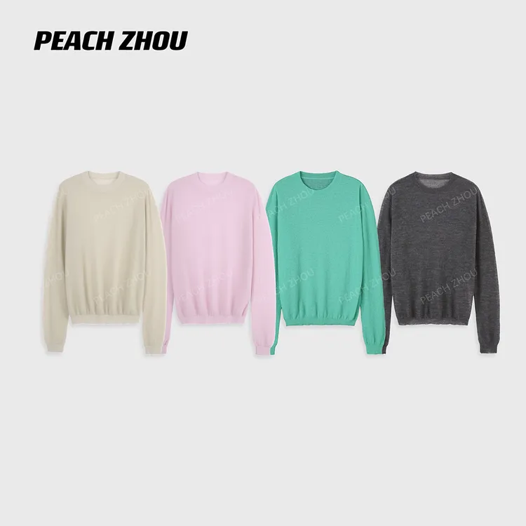 『PEACHZHOU』Baby羊毛亲肤柔软糖果色薄款毛衣宽松休闲圆领针织衫