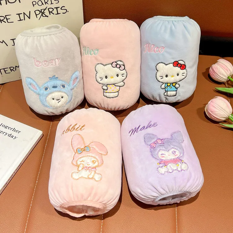 卡通库洛米儿童毛绒袖套秋冬保暖防污耐脏小女孩写字短款护袖套袖