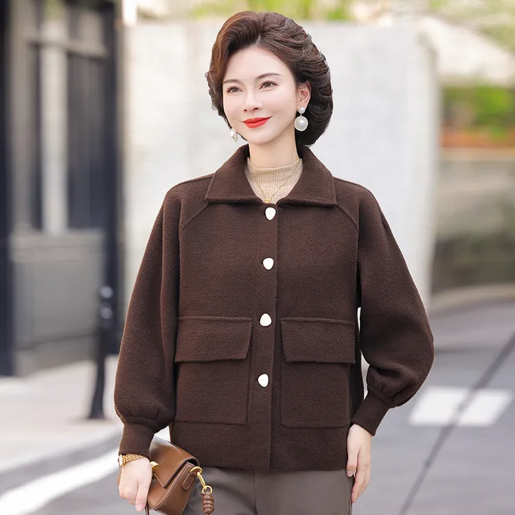 中年妈妈秋装小香风针织外套2025新款夹克中老年女装春秋洋气上衣