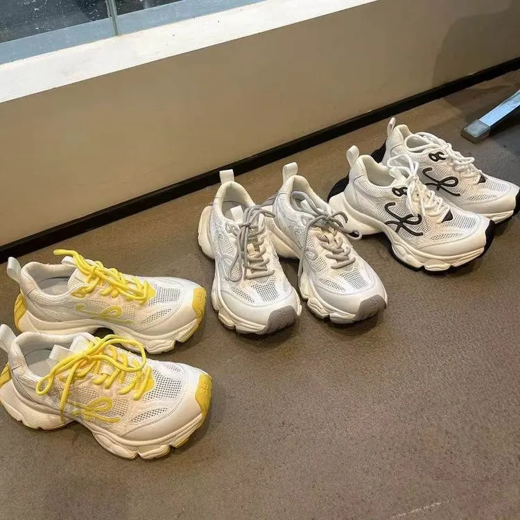 潮做旧欧洲站女2025透气休闲夏季真皮新款炸街老爹运动鞋厚底