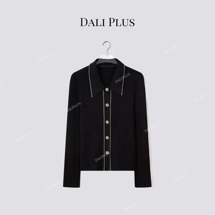 DALI PLUS“金丝针织开衫” 气质款POLO长袖毛衣-D5MM3226