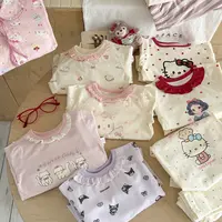 女童甜美套装2025秋季卡通女童韩系家居服宝宝宽松可爱印花睡衣潮