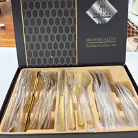 24件套牛排刀叉加厚不锈钢刀叉勺礼盒装亮光西餐餐具